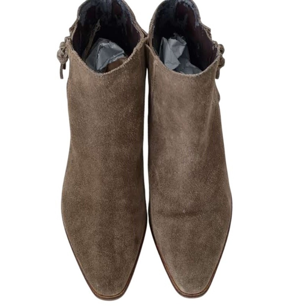Cole Haan Womens Taupe Suede Pointed Toe Ankle Boots Tassel Zip 6.5 B $180 READ